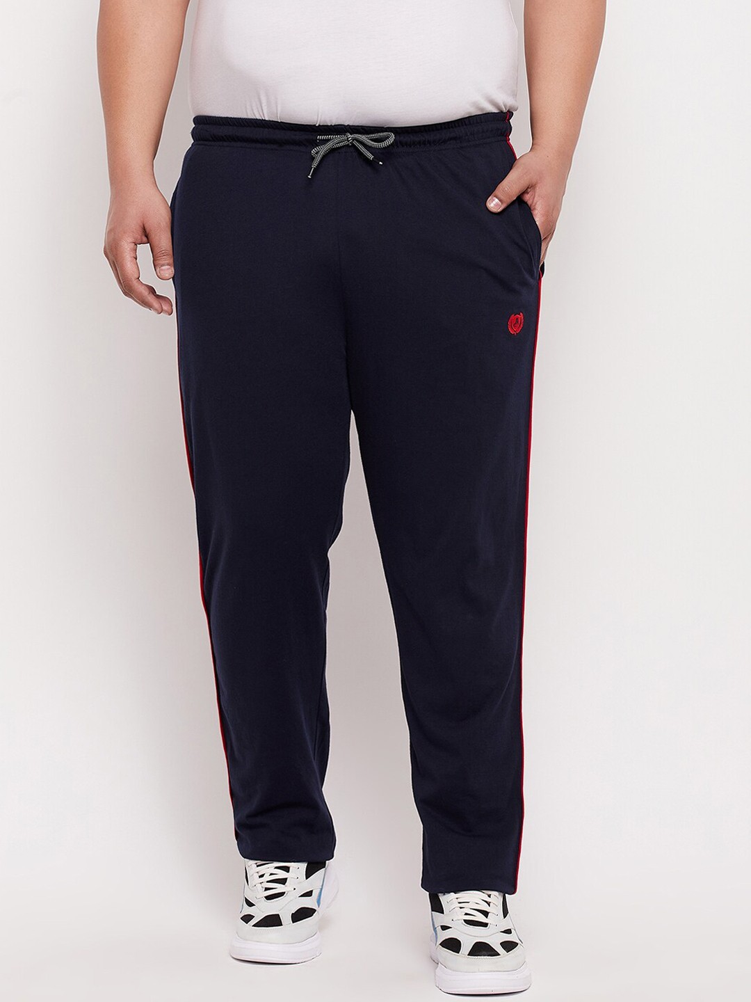 

Adobe Plus Size Men Navy Blue Solid Track Pants