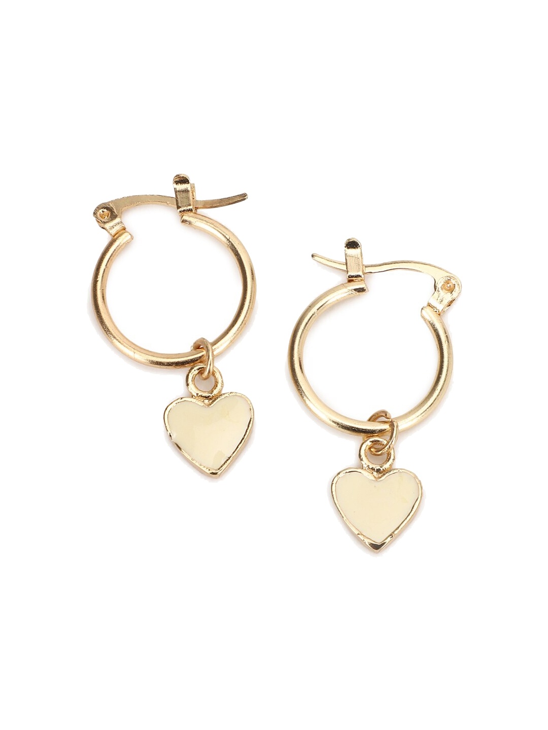 

FOREVER 21 Gold-Toned Contemporary Hoop Earrings with Hearts