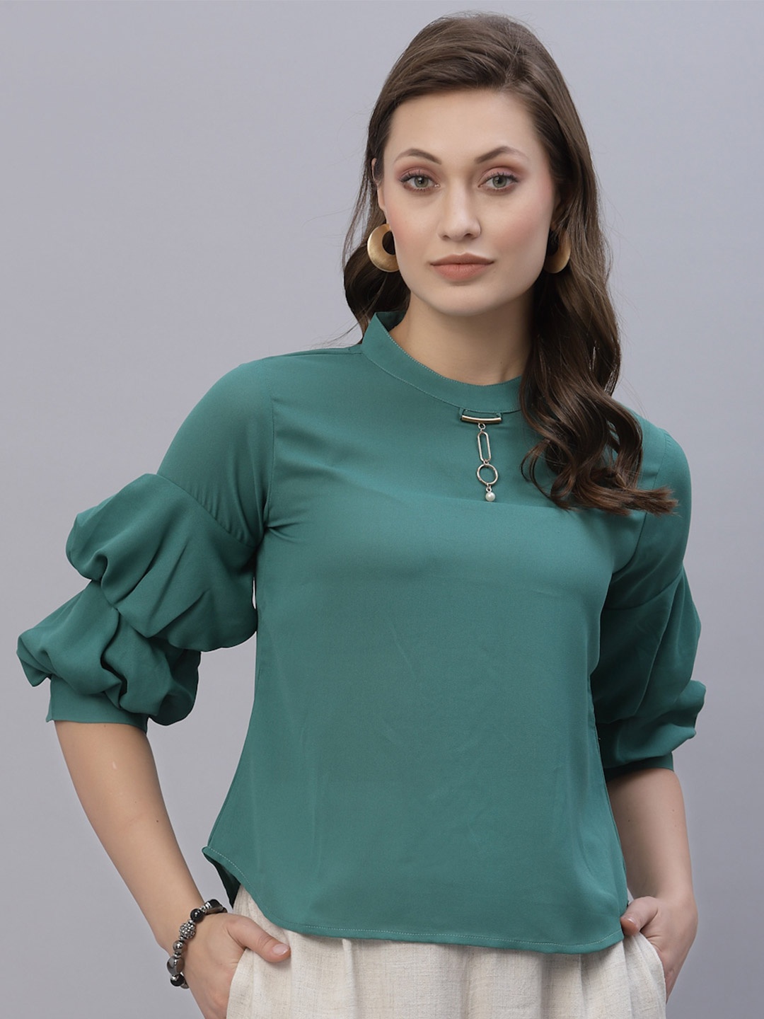 

Style Quotient Teal Crepe Top