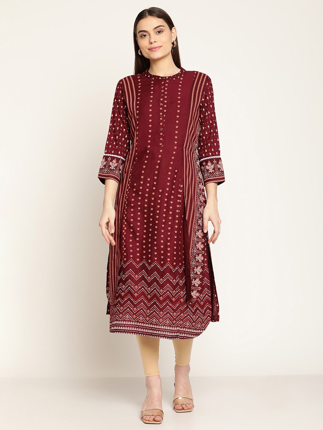

Cantabil Women Maroon Ethnic Motifs Printed Kurta