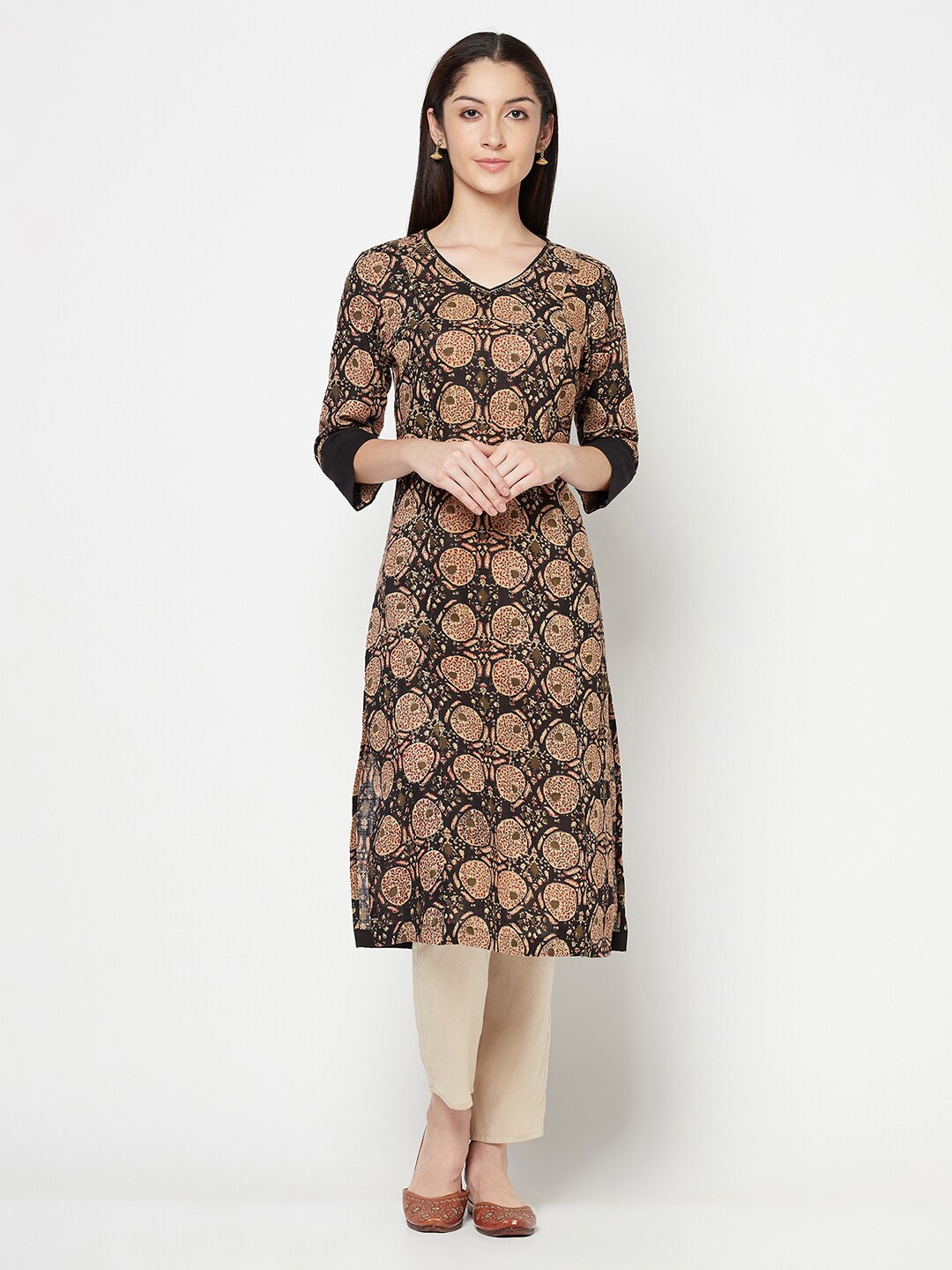 

Cantabil Black Floral Printed Kurta