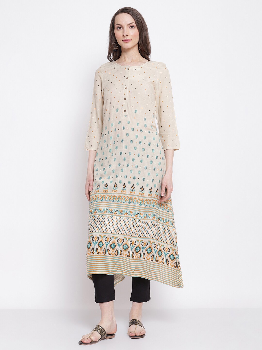 

Cantabil Off White Ethnic Motifs Printed Kurta