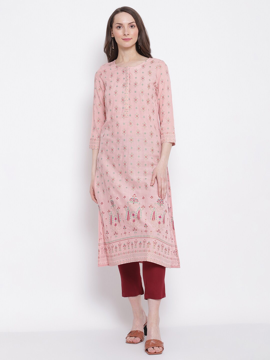 

Cantabil Pink Ethnic Motifs Printed Kurta