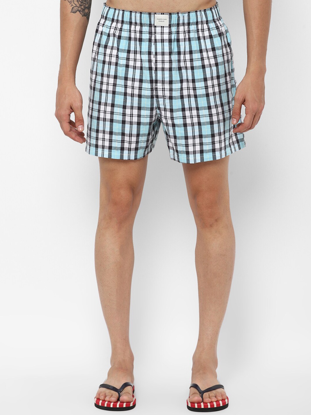 

AMERICAN EAGLE OUTFITTERS Men Blue Checked Boxers