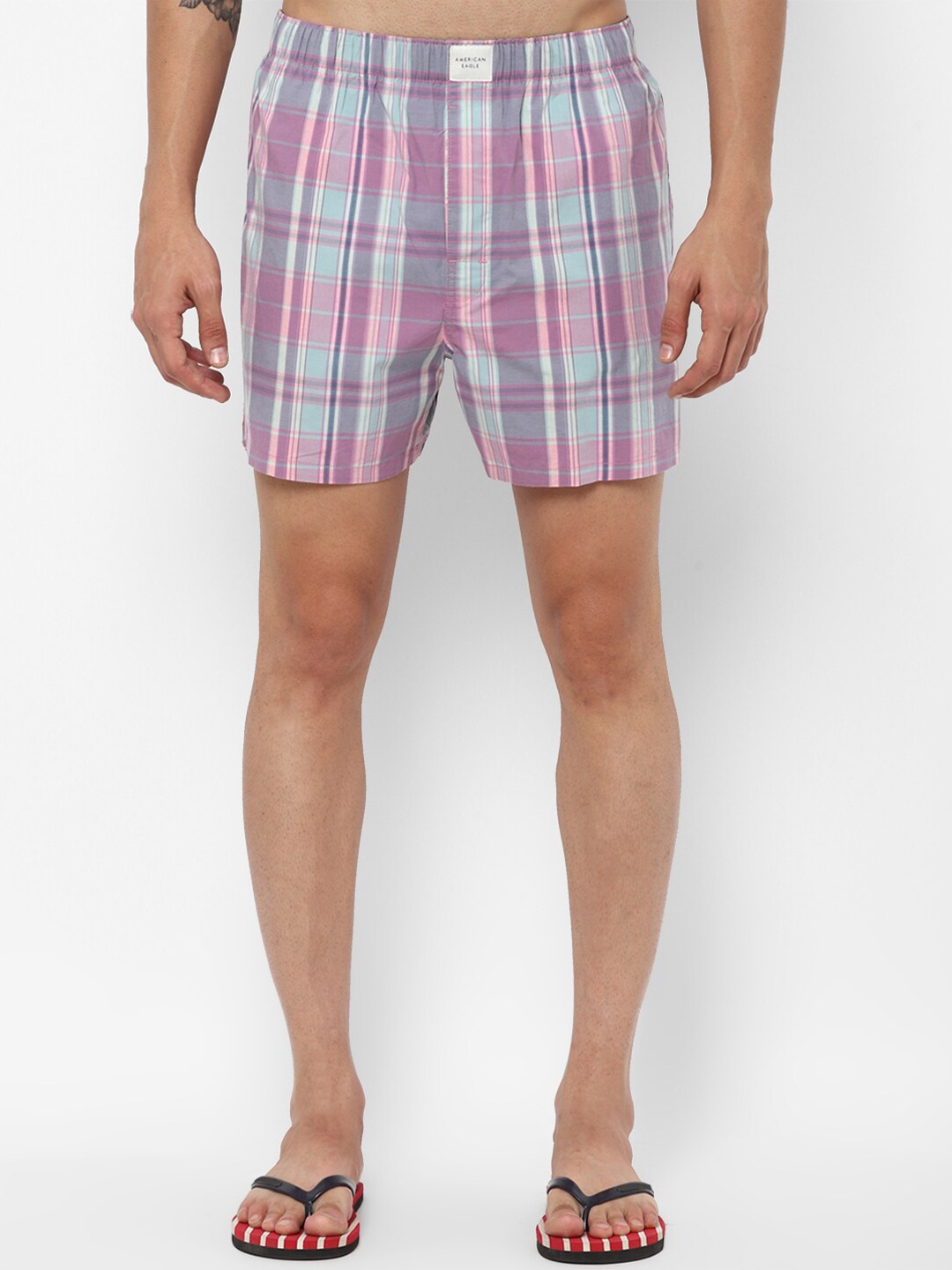 

AMERICAN EAGLE OUTFITTERS Men Burgundy Checked Boxers