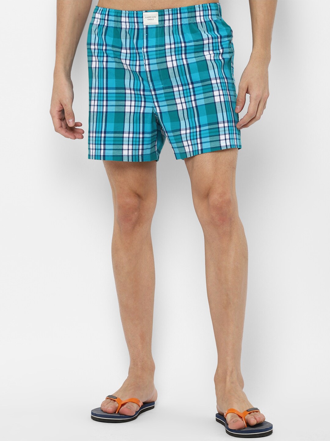 

AMERICAN EAGLE OUTFITTERS Men Green & Blue Checked Boxers