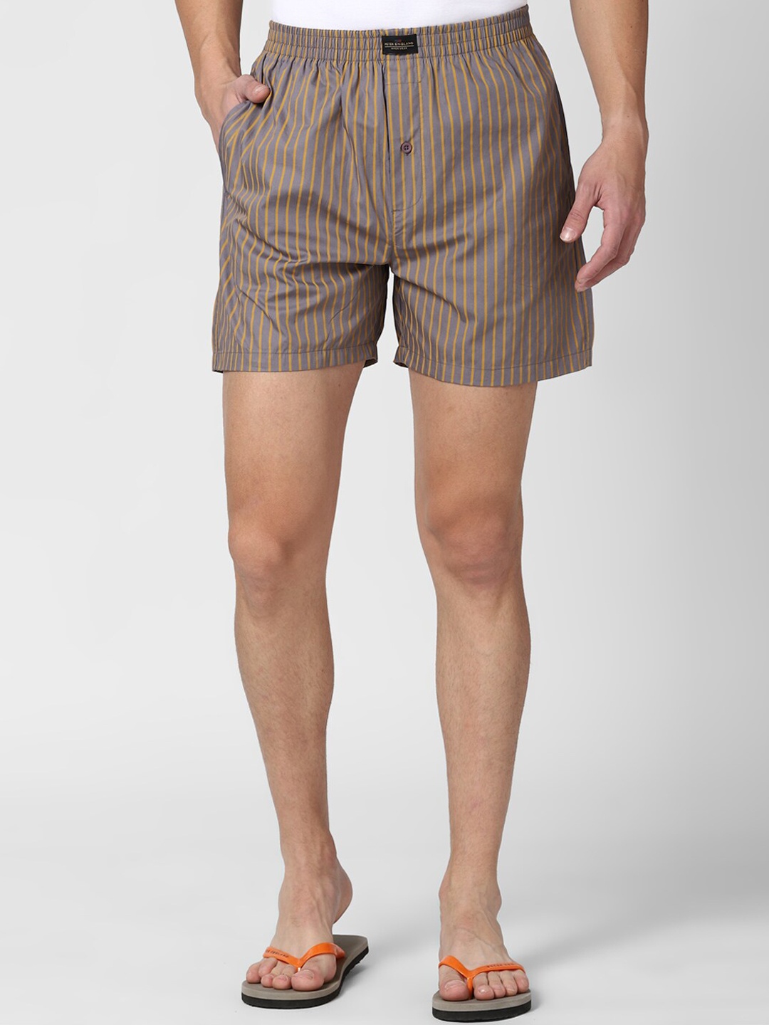 

Peter England Men Grey Striped Pure Cotton Boxers