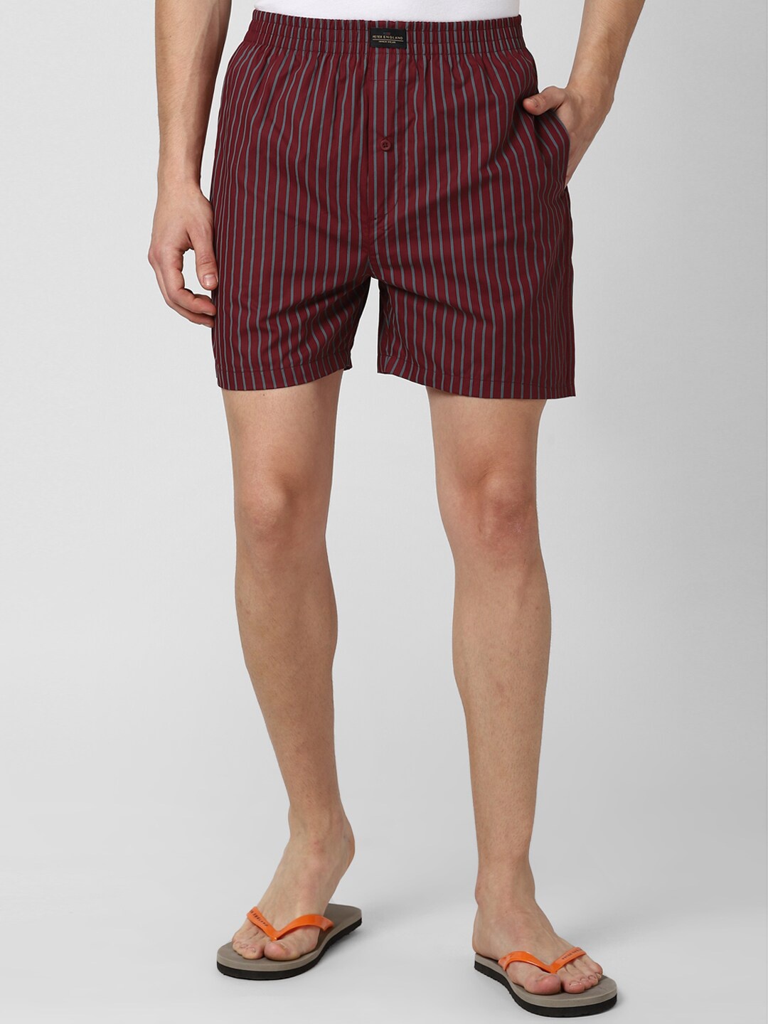

Peter England Men Maroon Striped Cotton Boxers
