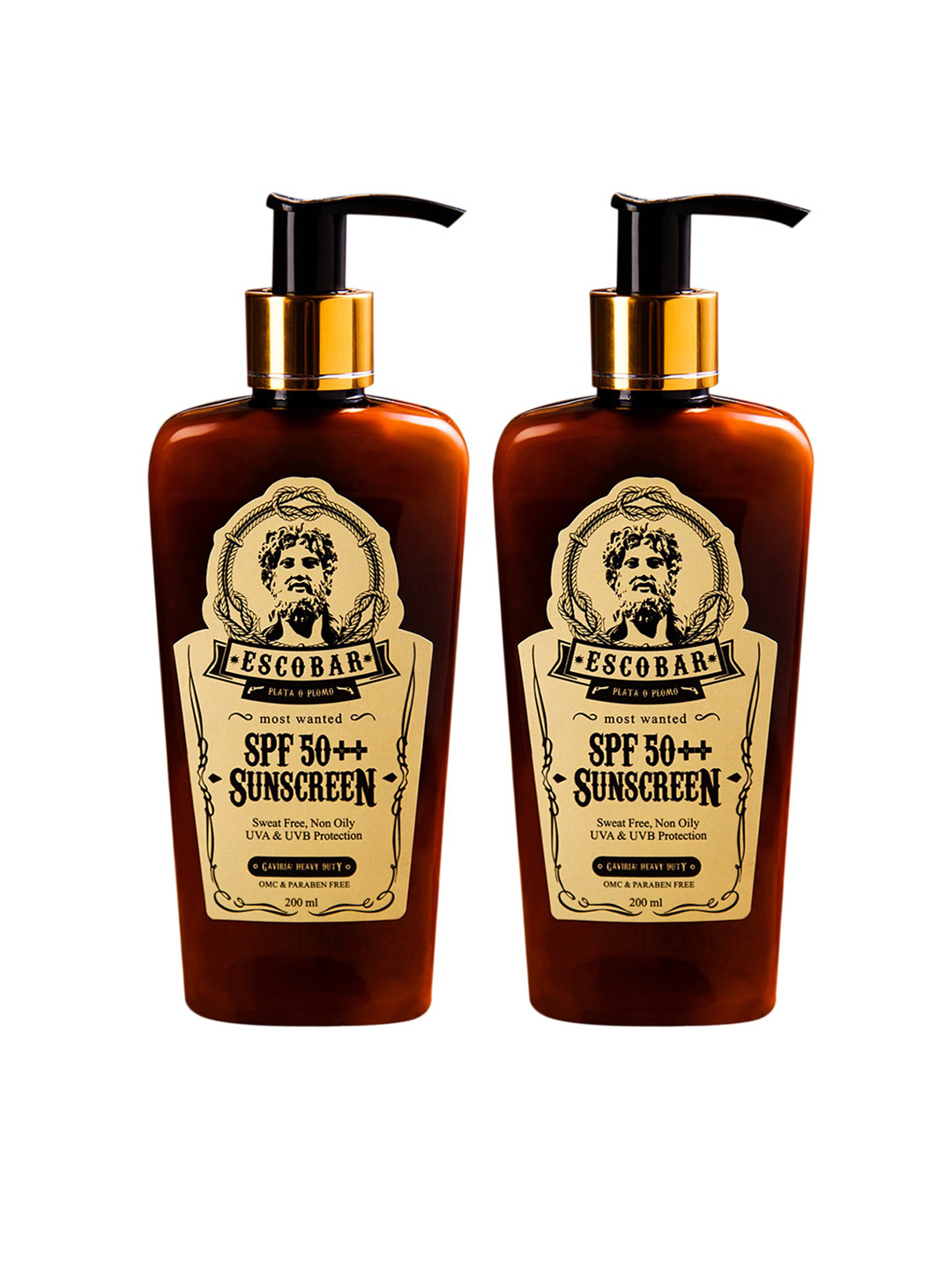 

ESCOBAR Men Set of 2 Most Wanted Sustainable SPF 50++ Sunscreen - 200 ml Each, Brown