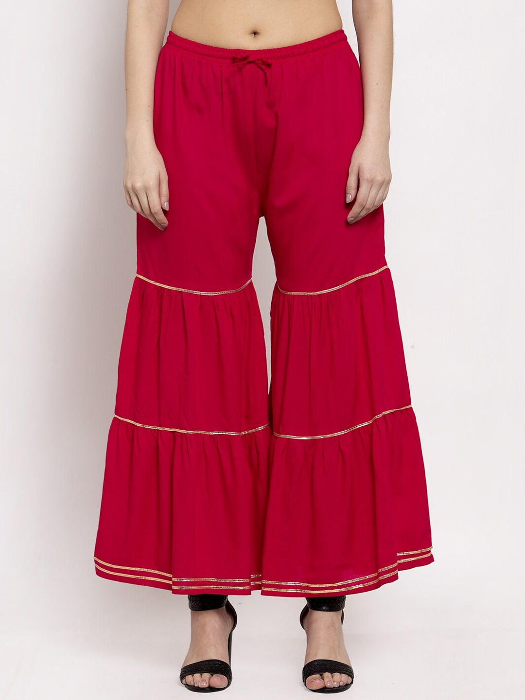 

Miaz Lifestyle Women Pink Flared Palazzos