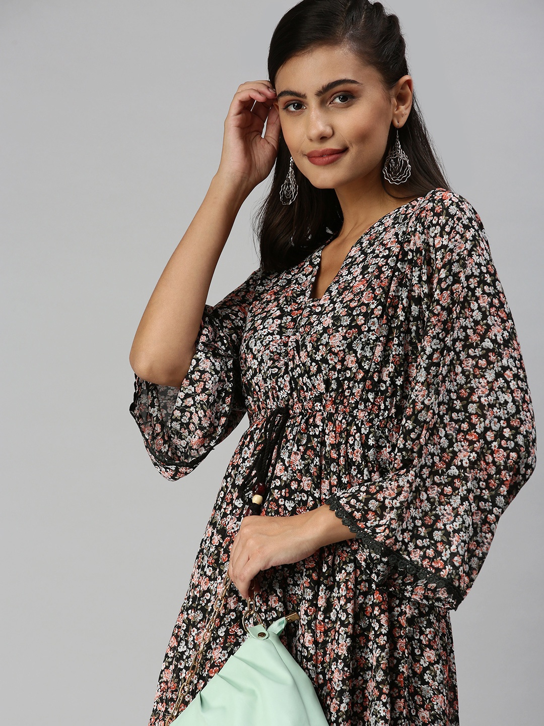 

SHOWOFF Black Animal A-Line Midi Dress