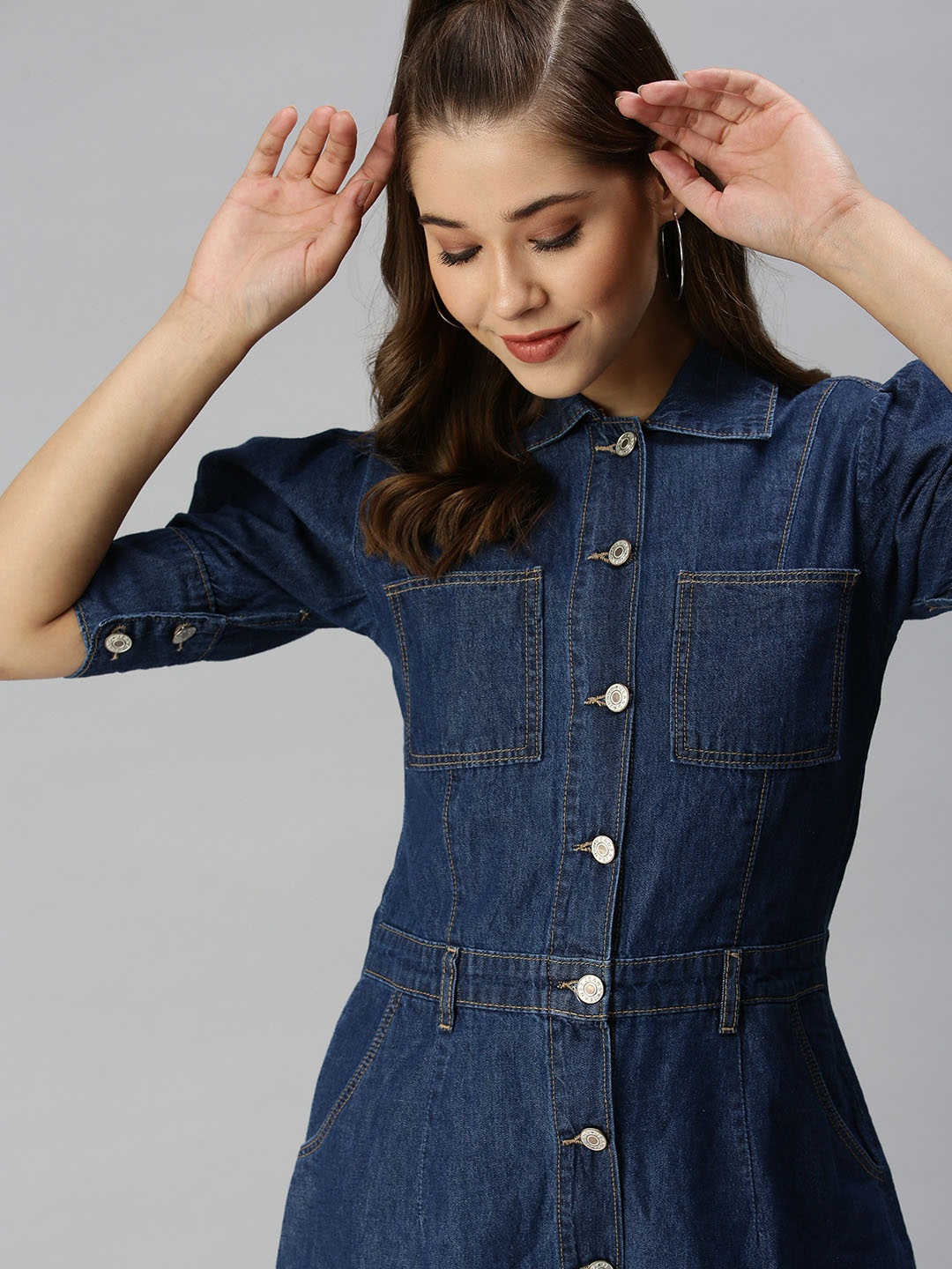 

SHOWOFF Blue Denim Shirt Dress