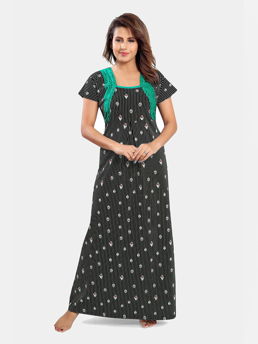 

Ever Loved Black Printed Maxi Pure Cotton Maternity Nightdress