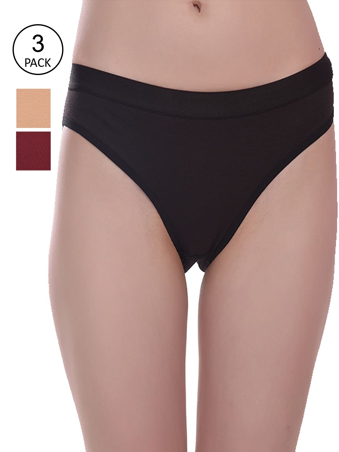

Fleurt Women Pack Of 3 Assorted Cotton Hipster Briefs