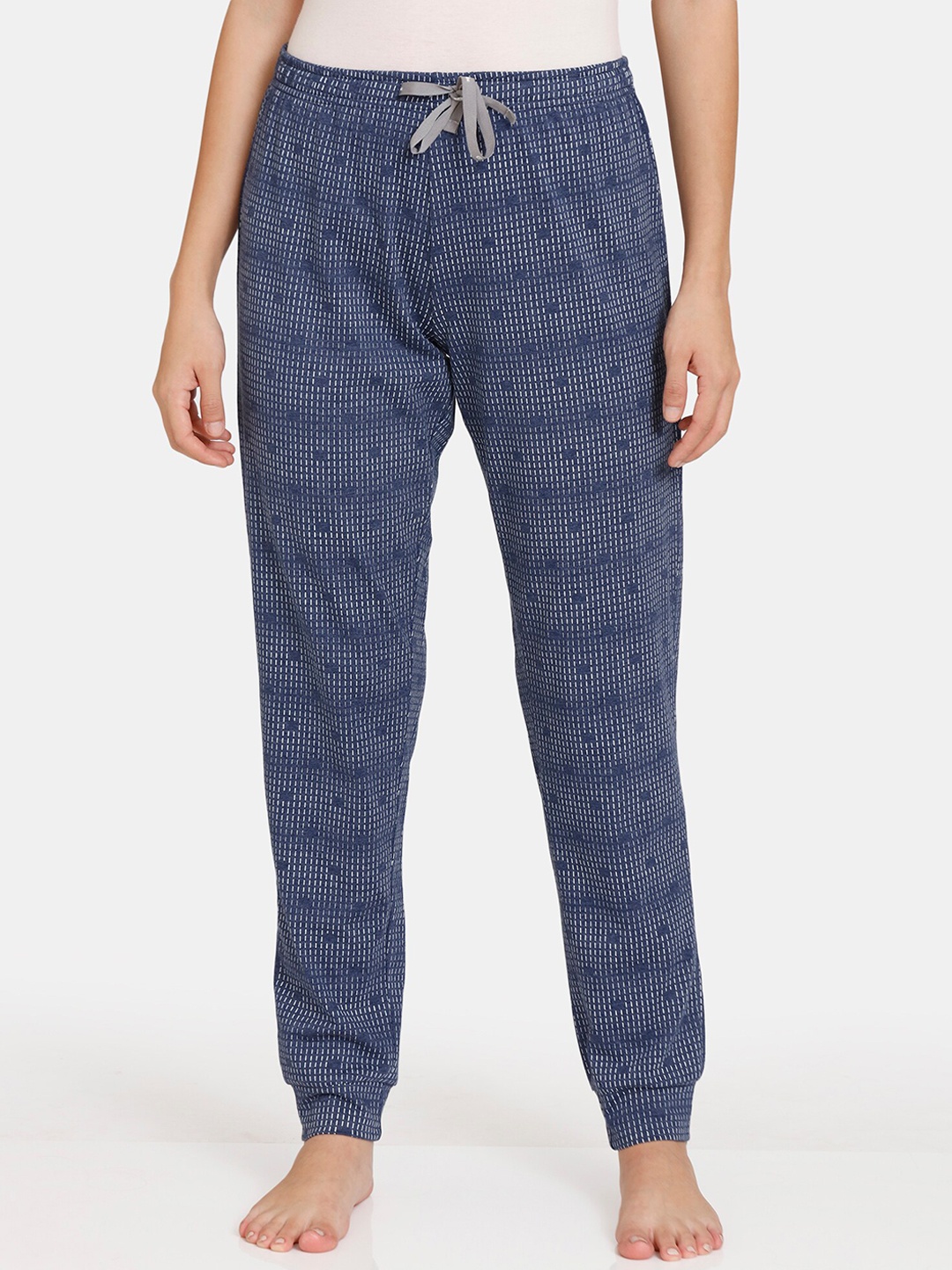 

Rosaline by Zivame Women Blue Printed Cotton Lounge Pants