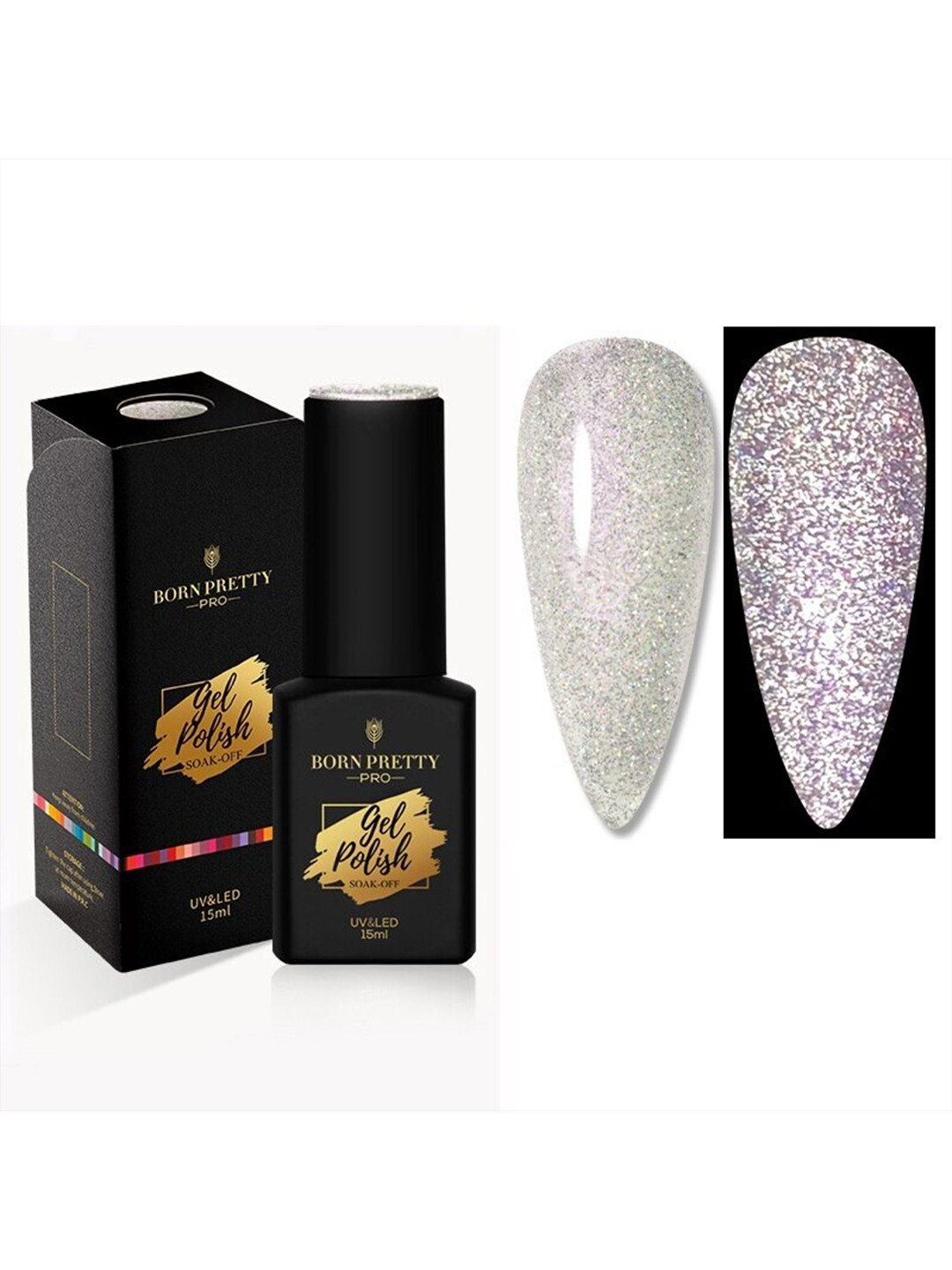 

BORN PRETTY Pro Color Trubuty Series Soak Off UV Gel Nail Polish - Shade 02, Silver