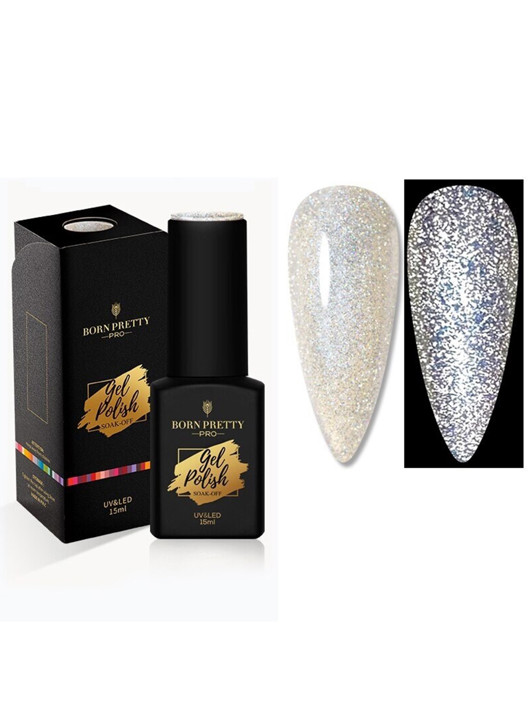 

BORN PRETTY Pro Color Trubuty Series Soak Off UV Gel Nail Polish - Shade 01, Silver