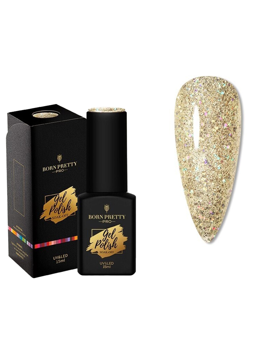 

BORN PRETTY Pro Color Trubuty Series Soak Off UV Gel Nail Polish - Shade 50, Gold