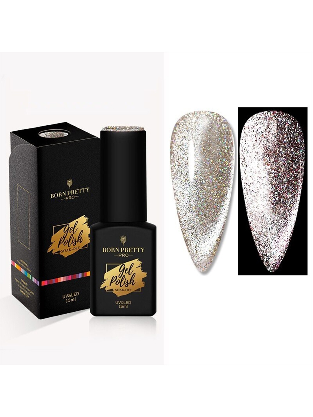 

BORN PRETTY Pro Color Trubuty Series Soak-Off UV Gel Nail Polish - Shade 58, Silver