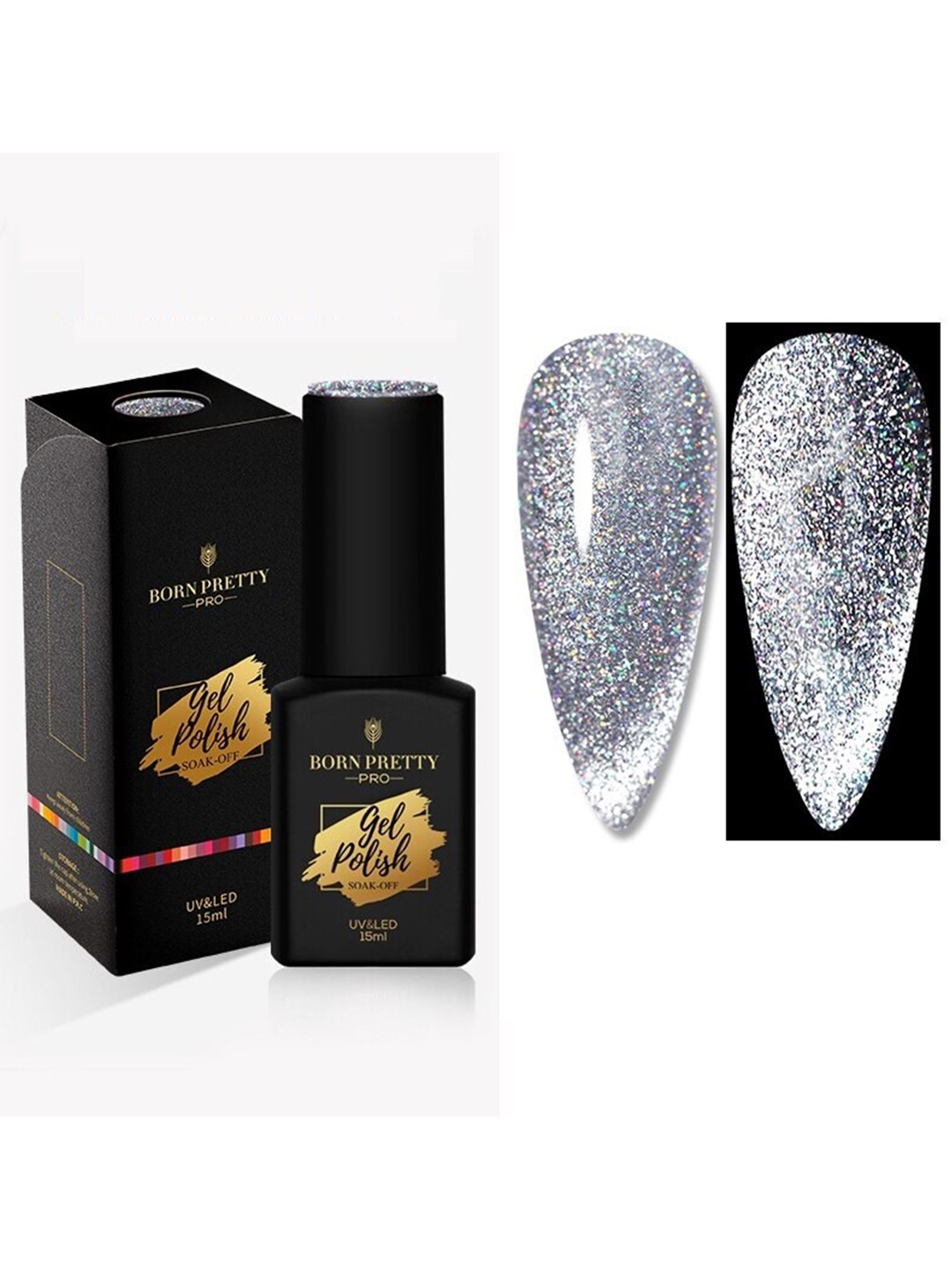 

BORN PRETTY Pro Color Trubuty Series Soak Off UV Gel Nail Polish - Shade 57, Silver