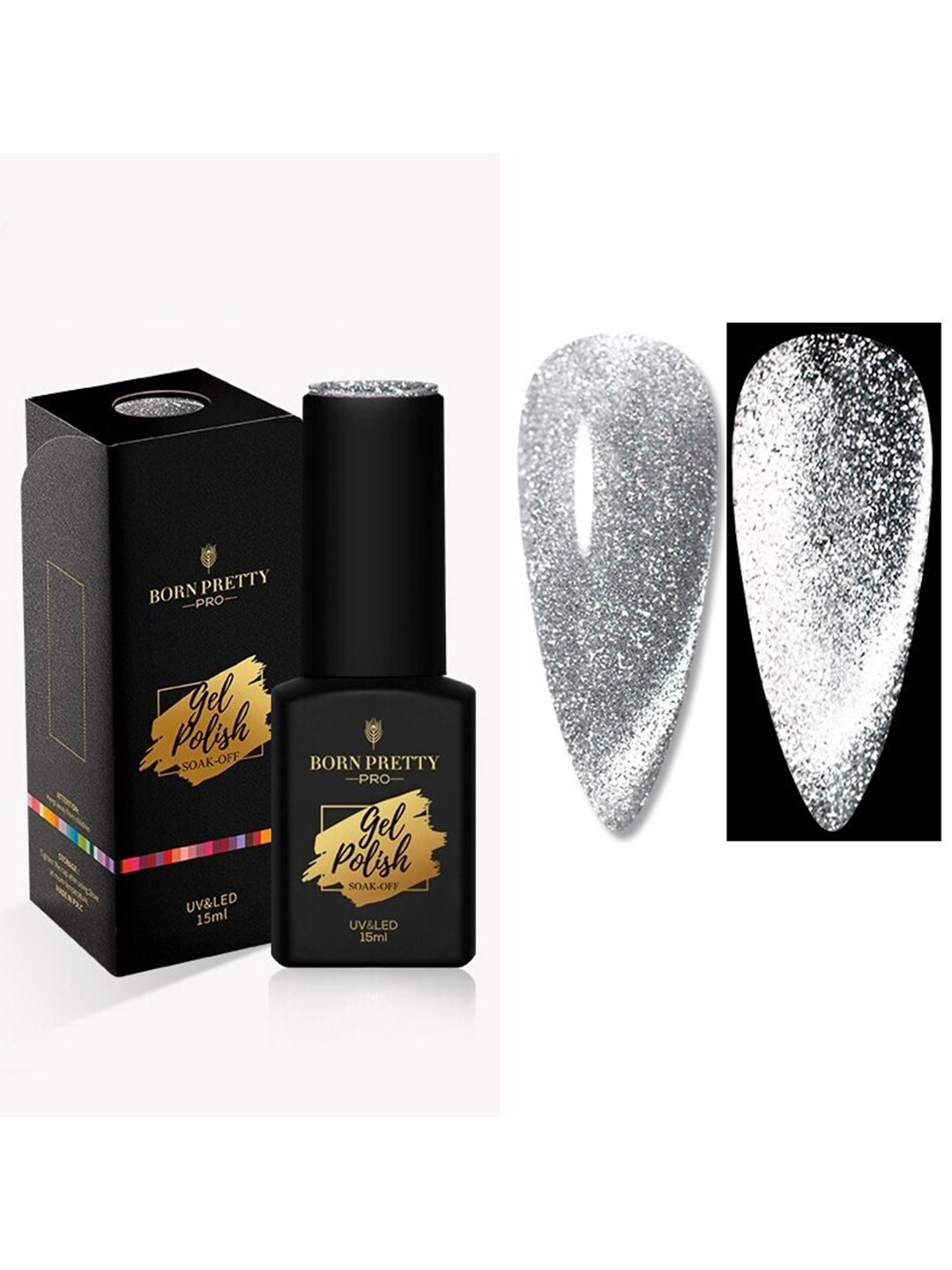 

BORN PRETTY Pro Color Trubuty Series Soak Off UV Gel Nail Polish - Shade 56, Silver