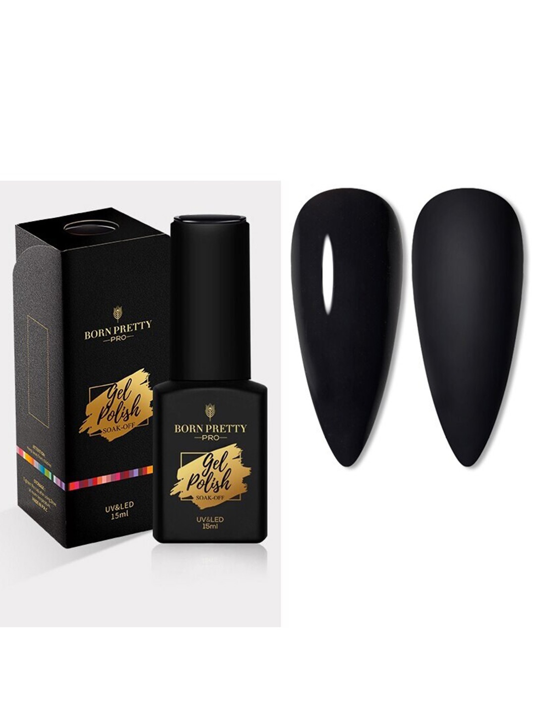 

BORN PRETTY Pro Color Trubuty Series Soak Off UV Gel Nail Polish - Shade 46, Black
