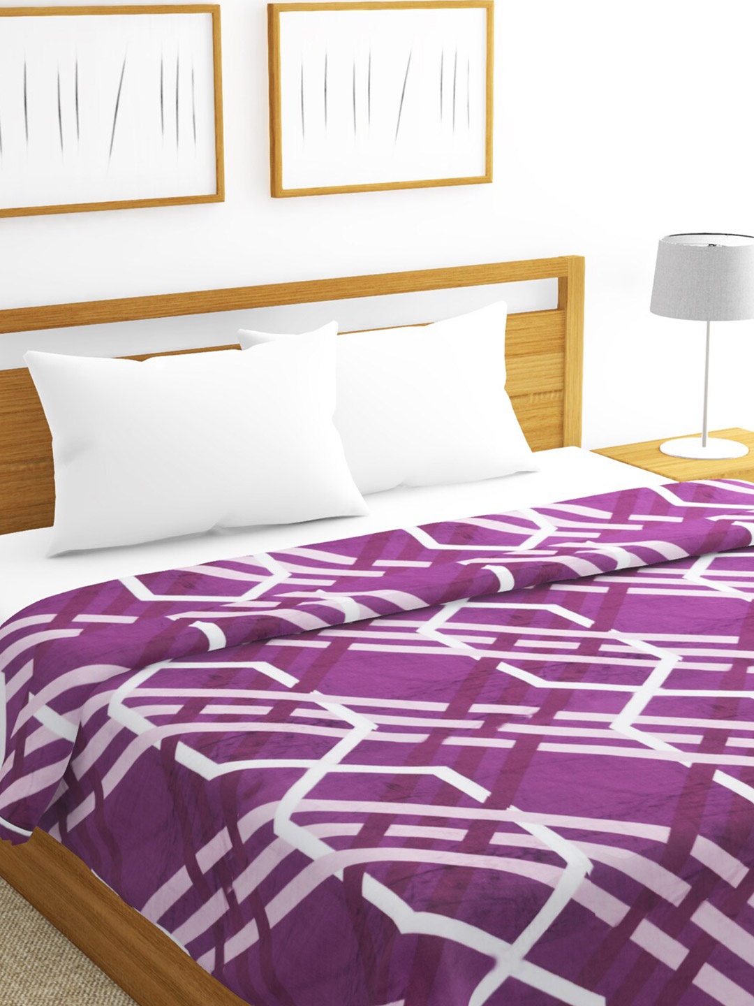 

BIANCA Purple & White Microfiber AC Room 233 GSM Double Bed Blanket