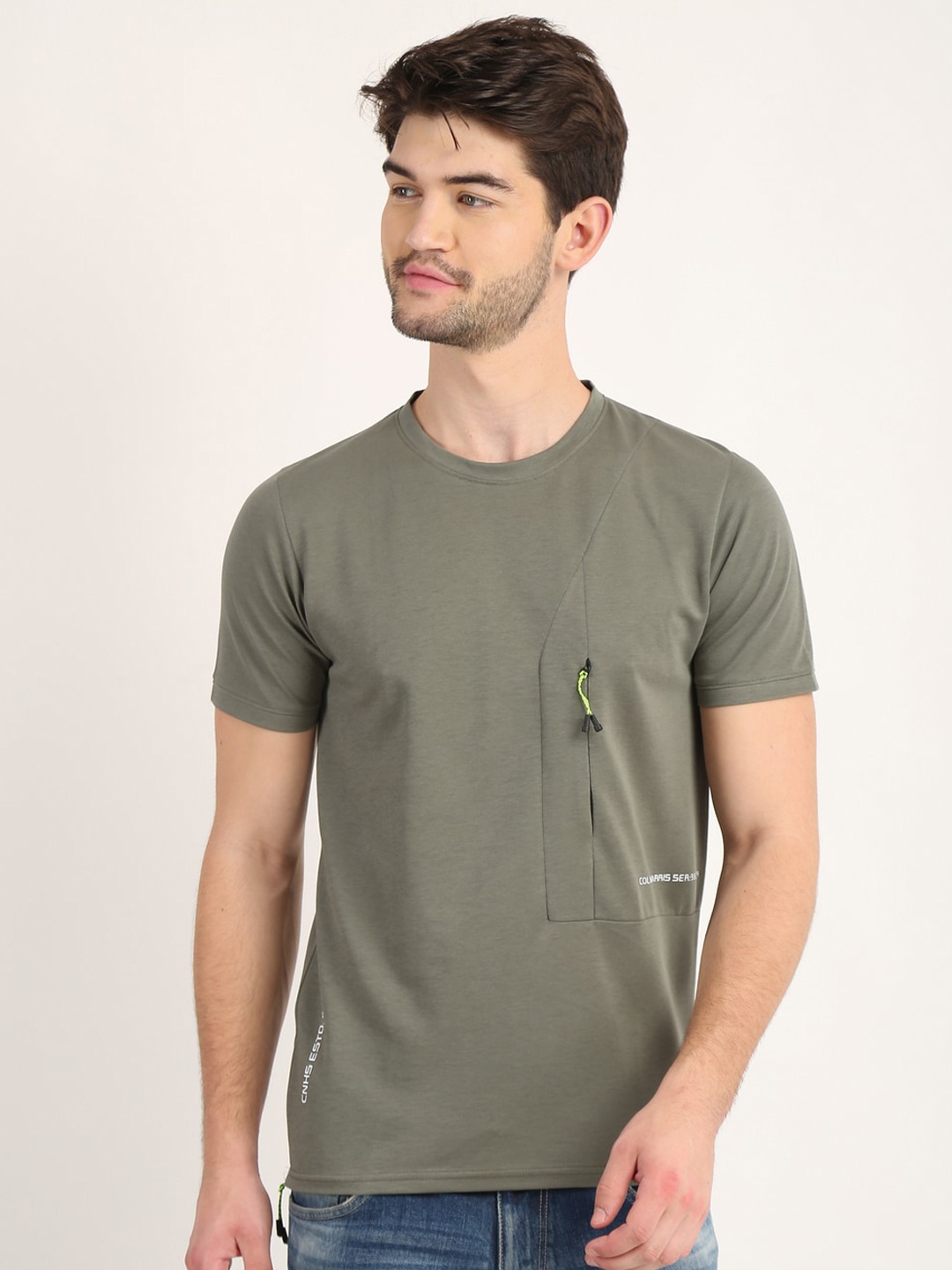 

COLVYNHARRIS JEANS Men Olive Green T-shirt