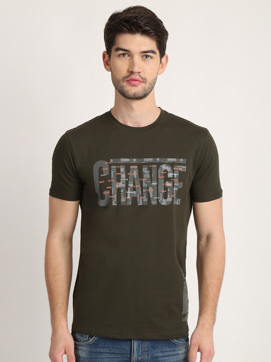 

COLVYNHARRIS JEANS Men Green Typography Printed T-shirt
