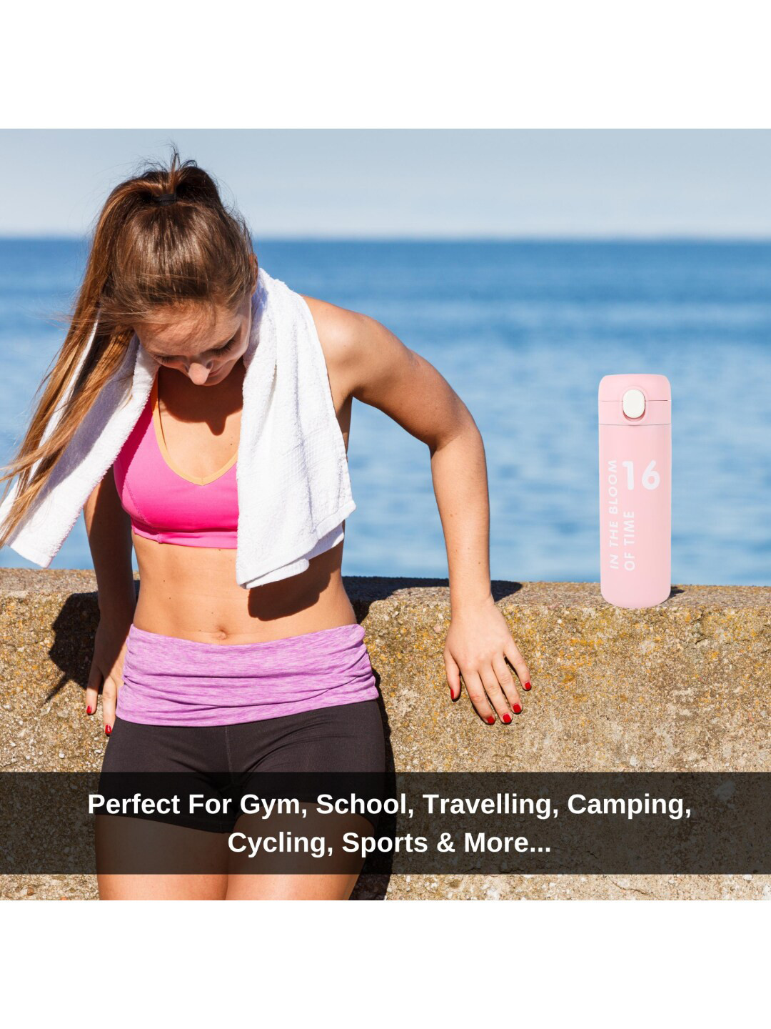 

iSWEVEN Pink Solid Stainless Steel Double Wall Vacuum Insulated Thermos Water Bottle