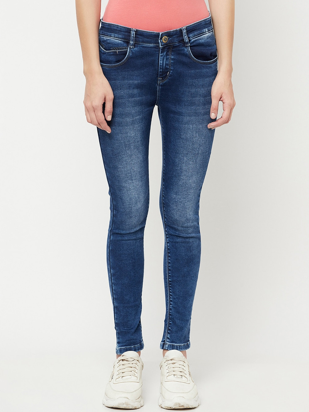 

Crimsoune Club Women Blue Skinny Fit Light Fade Stretchable Jeans