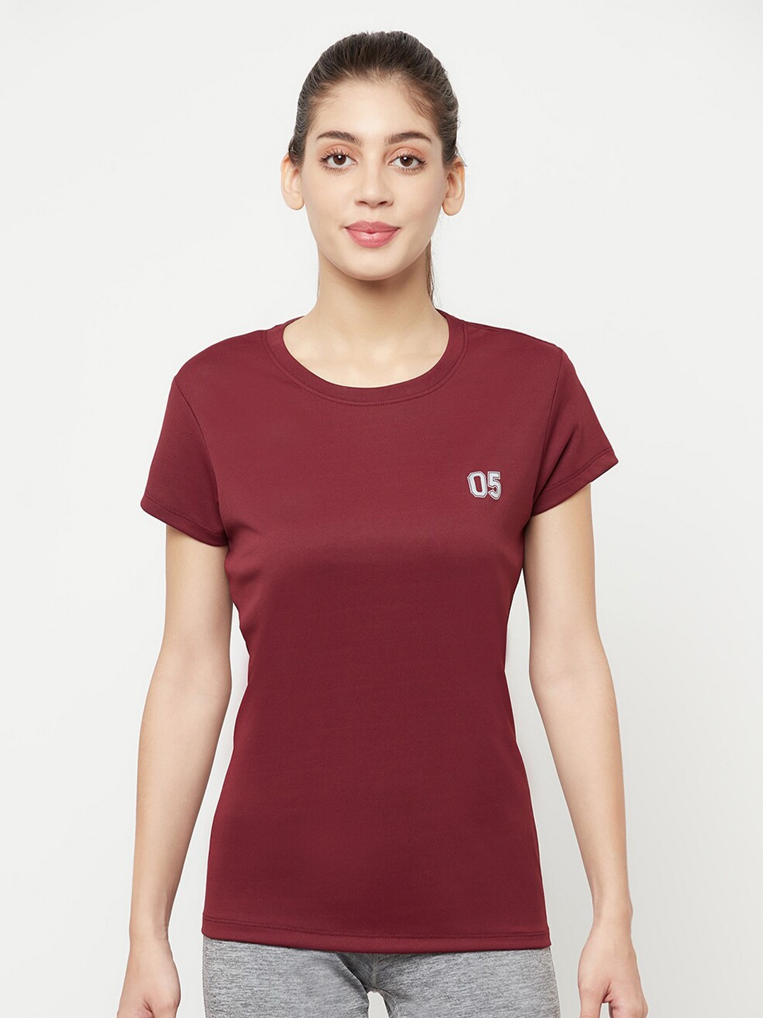 

Crimsoune Club Women Maroon Slim Fit Training or Gym T-shirt