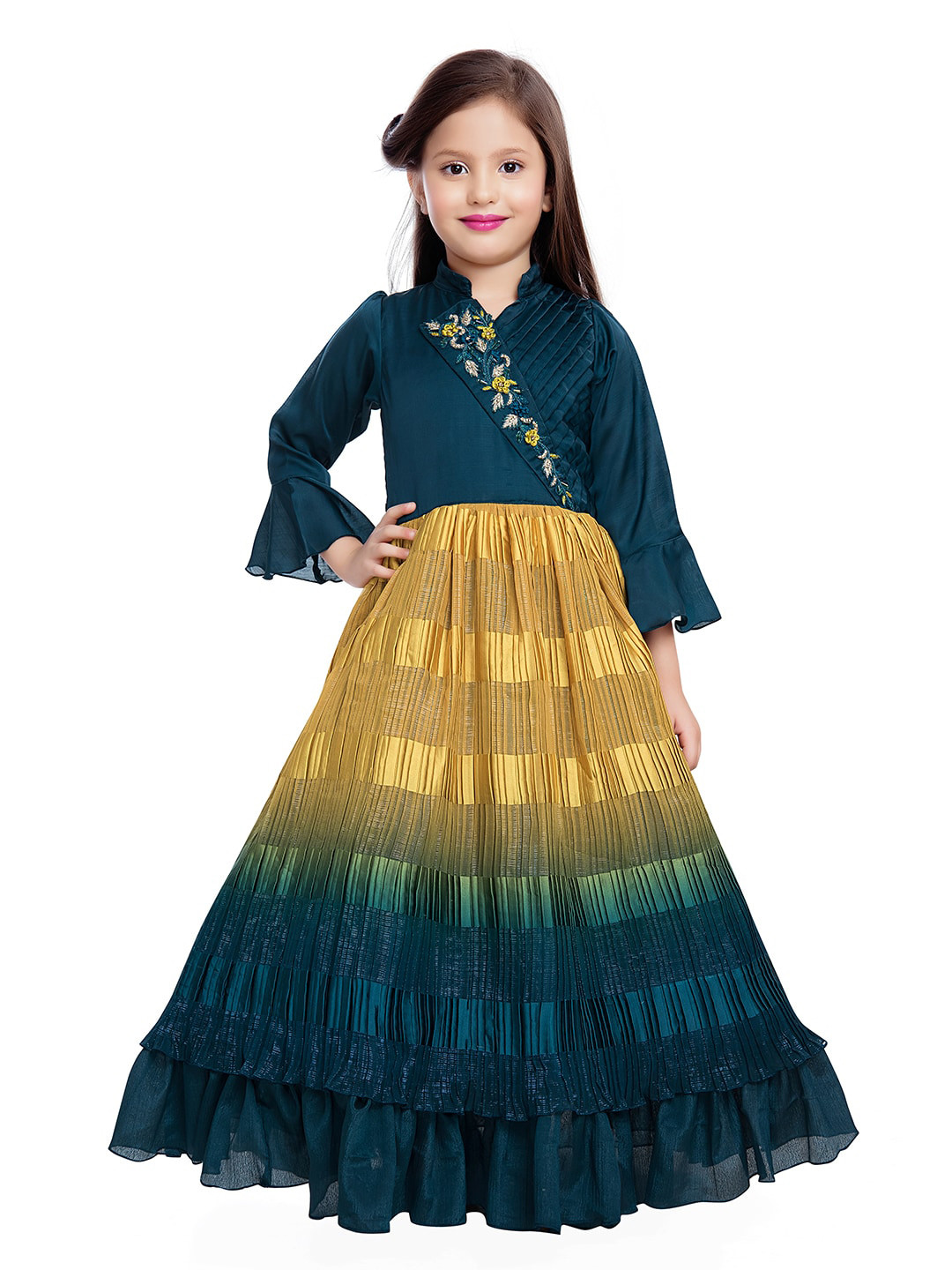 

BETTY Green & Yellow Tie and Dye Maxi Dress