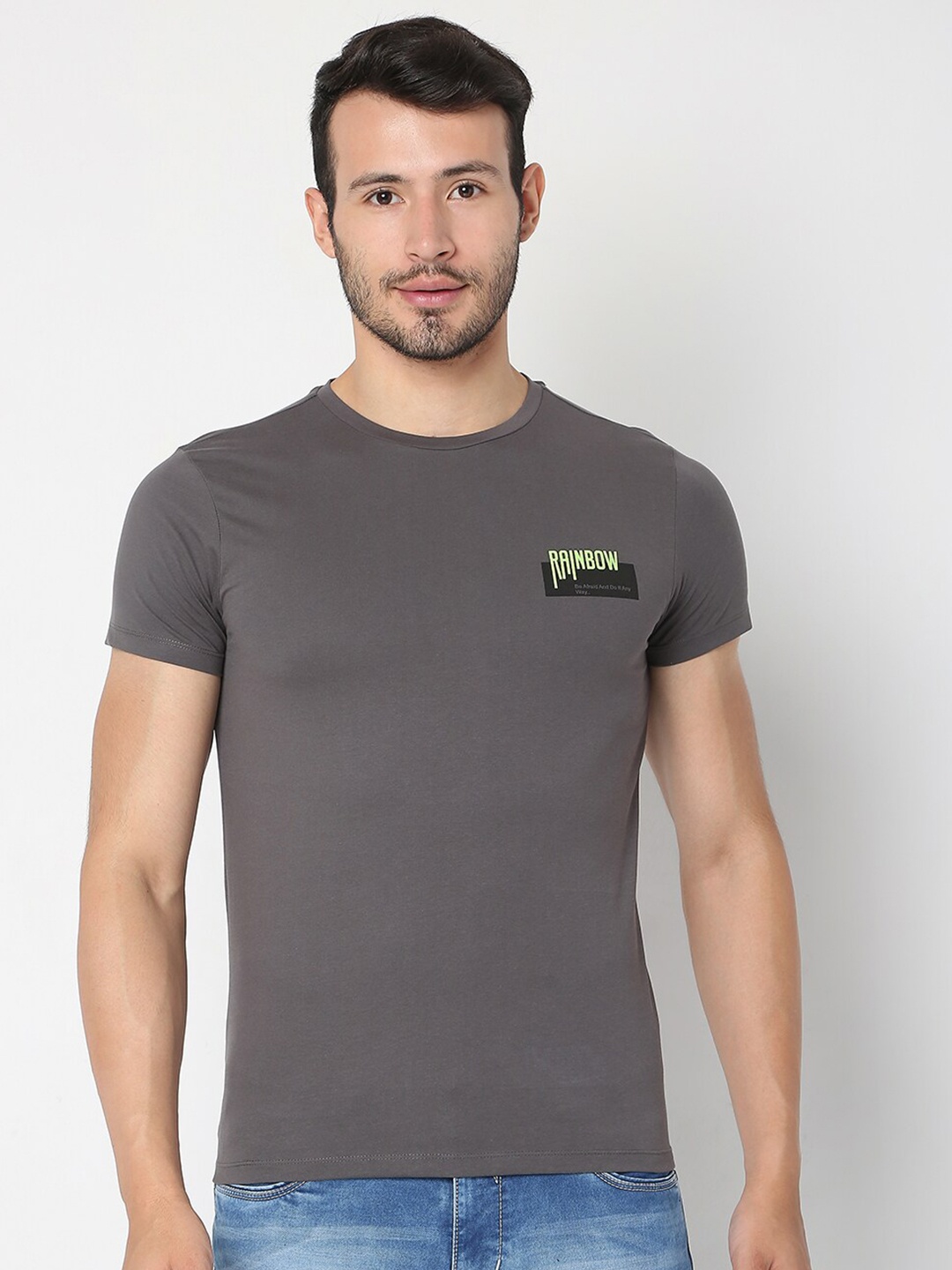 

Rex Straut Jeans Men Grey Slim Fit T-shirt