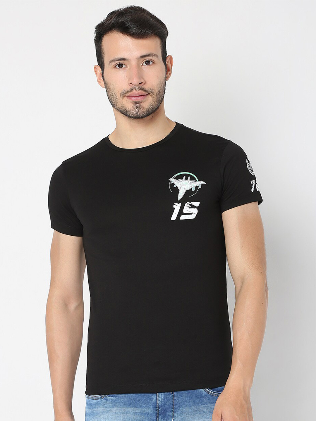

Rex Straut Jeans Men Black Slim Fit T-shirt