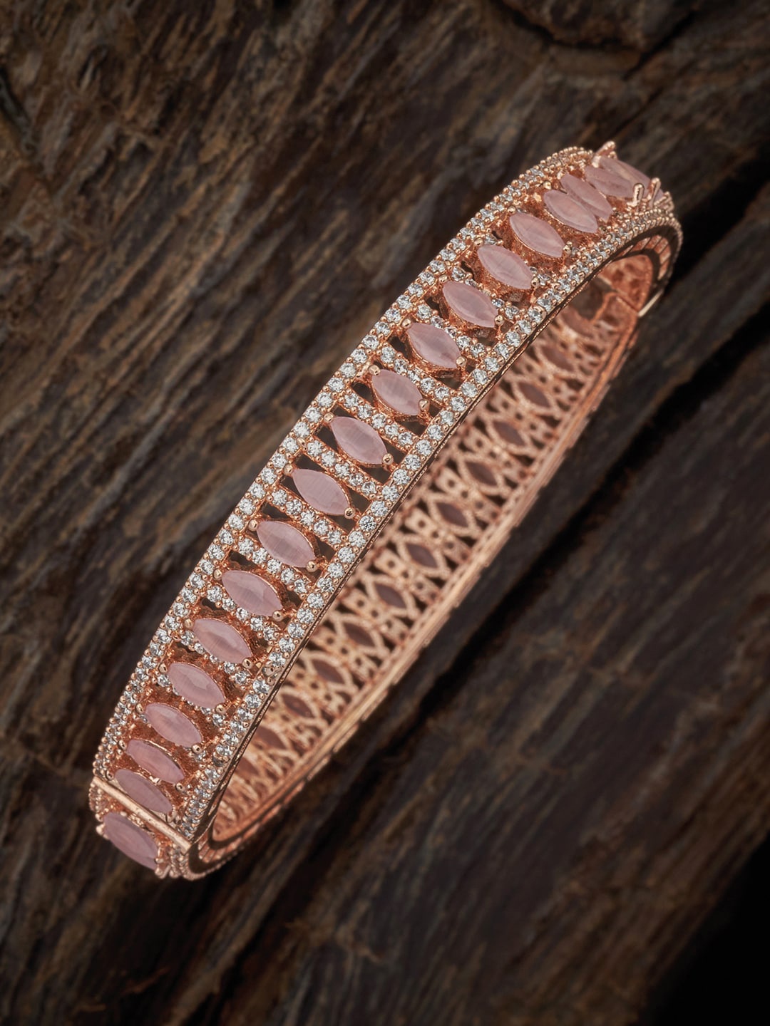 

Kushal's Fashion Jewellery Rose Gold-Plated & CZ Stone-Studded Bangle, Pink