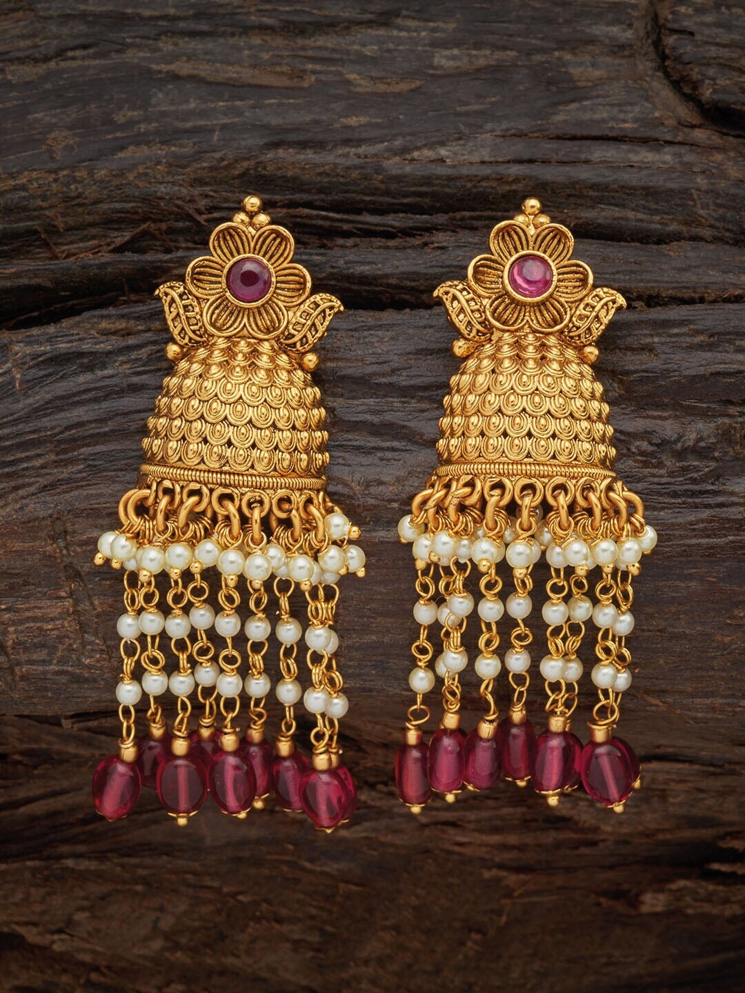

Kushal's Fashion Jewellery Women Red Contemporary Chandbalis Earrings