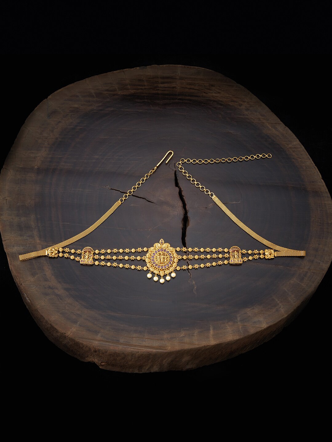 

Kushal's Fashion Jewellery Gold-Toned Red Stone-Studded & Beaded Kamarband