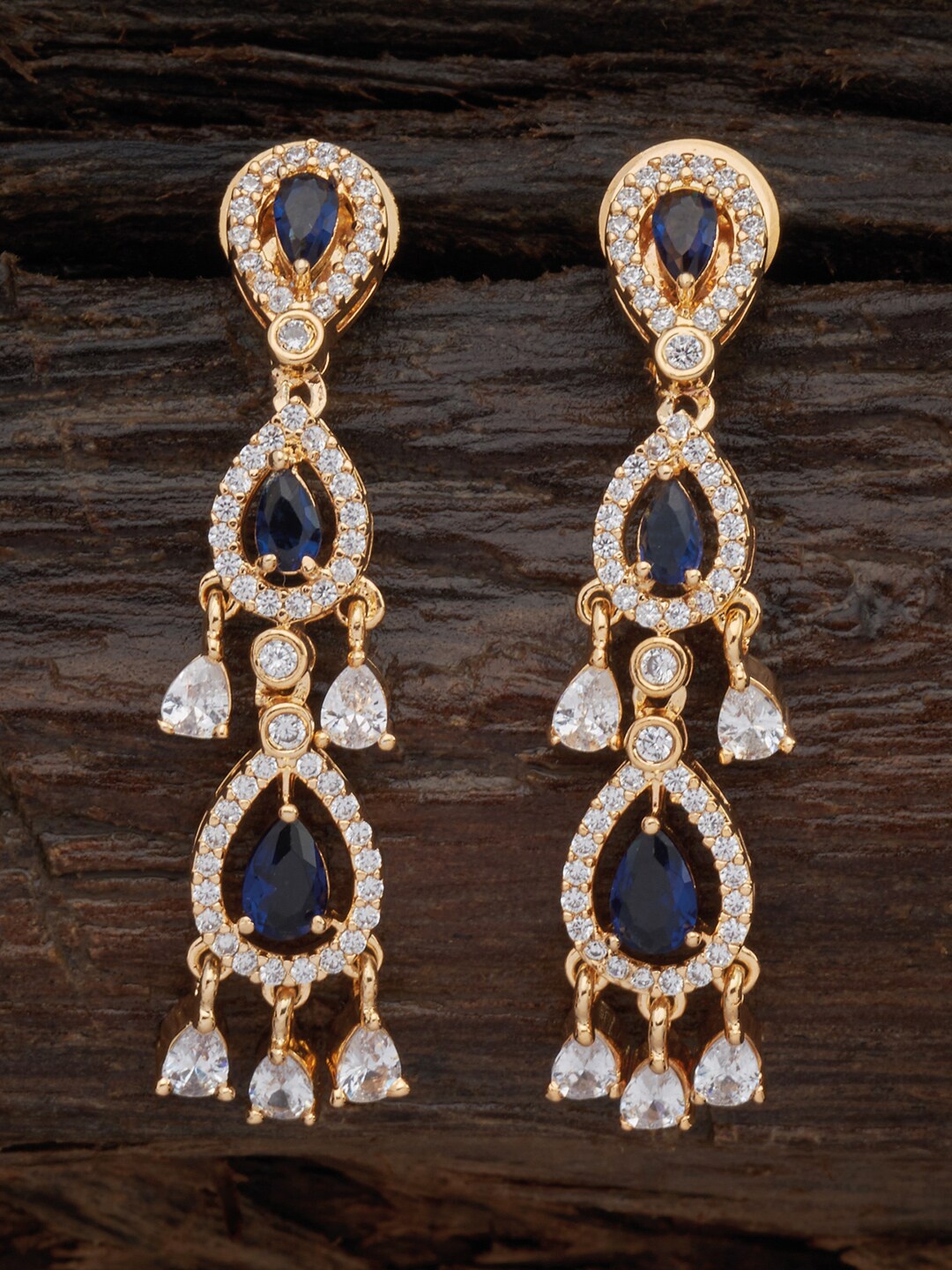 

Kushal's Fashion Jewellery Blue Contemporary Jhumkas Earrings