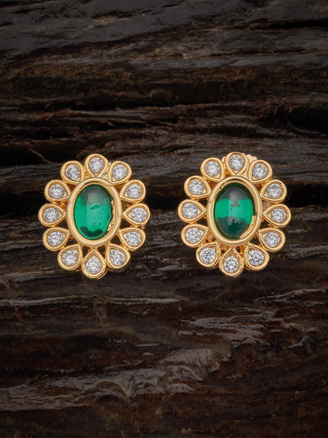 

Kushal's Fashion Jewellery Gold-Plated Green Studs Earrings