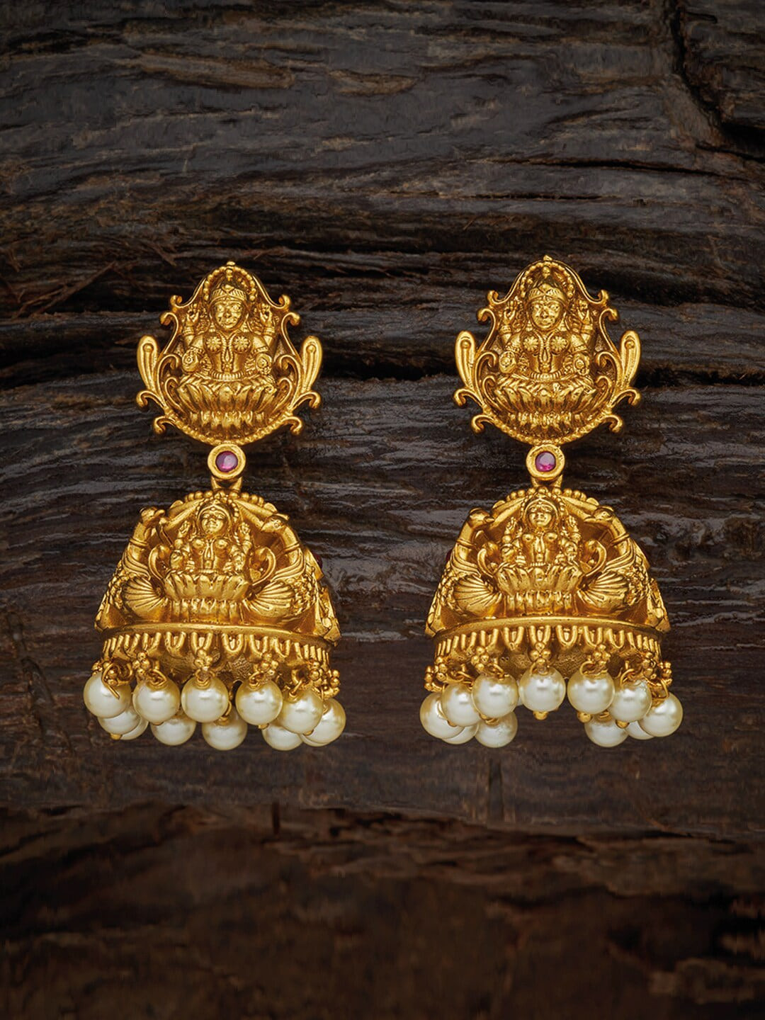 

Kushal's Fashion Jewellery Red Contemporary Jhumkas Earrings