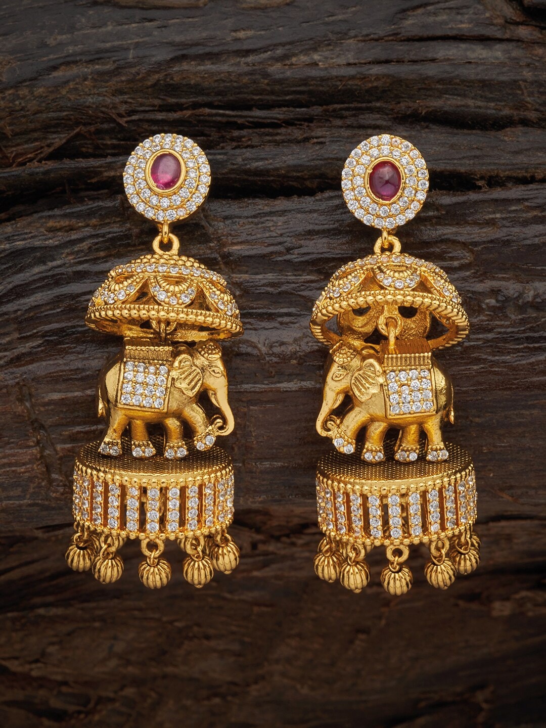

Kushal's Fashion Jewellery Red Contemporary Jhumkas Earrings