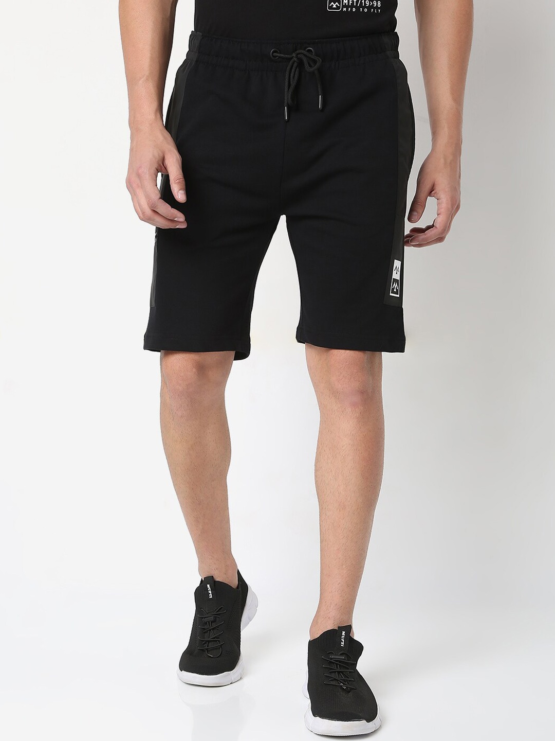 Mufti Men Black Slim Fit Outdoor Shorts
