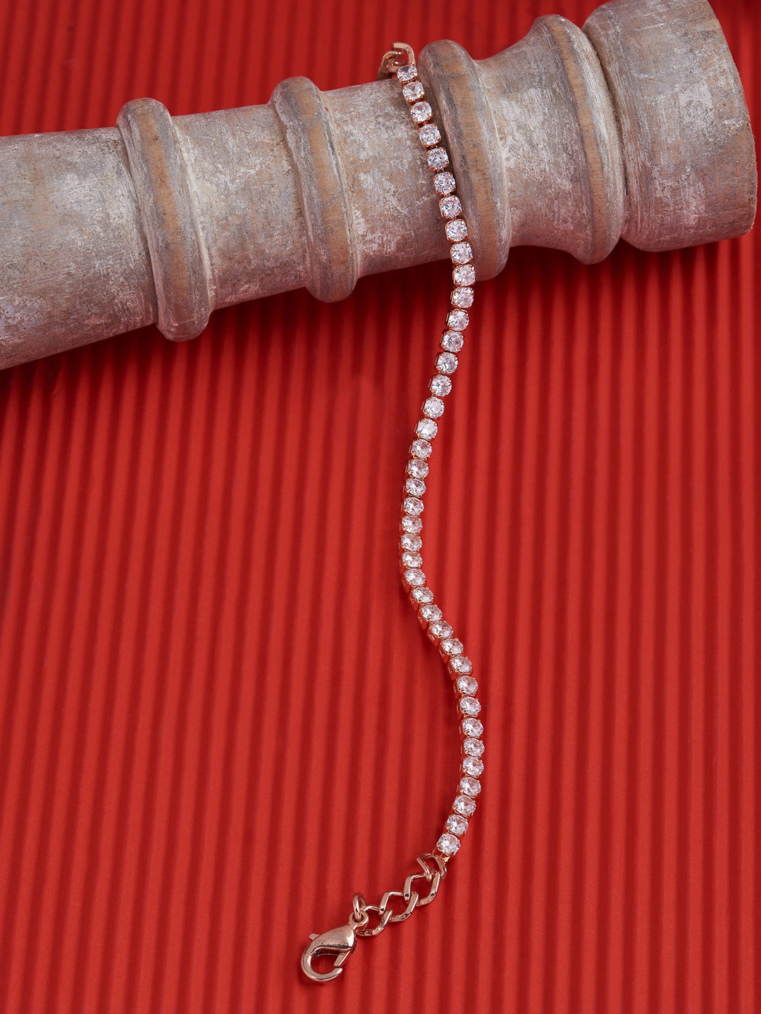 

AMI Rose Gold & White Brass Cubic Zirconia Rose Gold-Plated Wraparound Bracelet