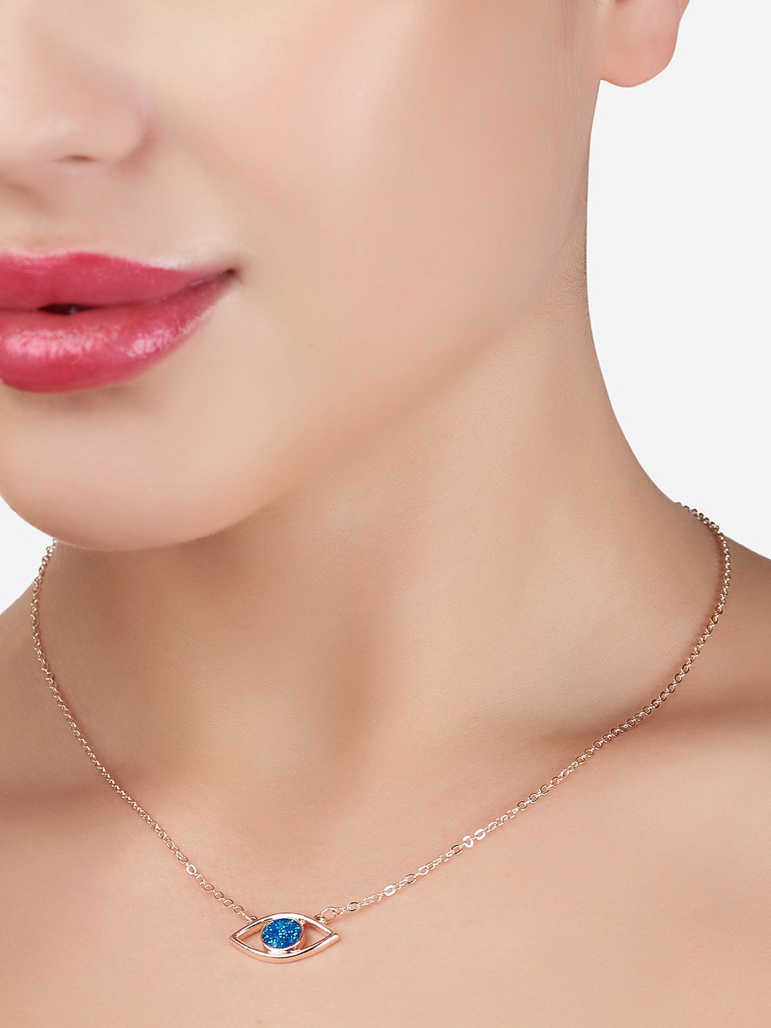 

AMI Blue & Rose Gold-Plated Enamelled Chain