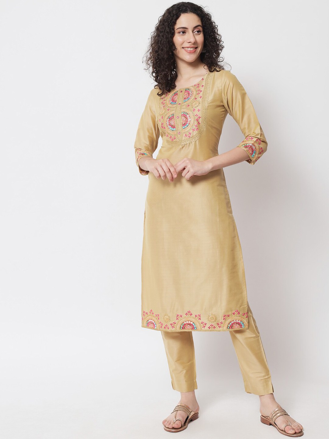

Ramas Women Beige Pure Cotton Kurta with Trousers