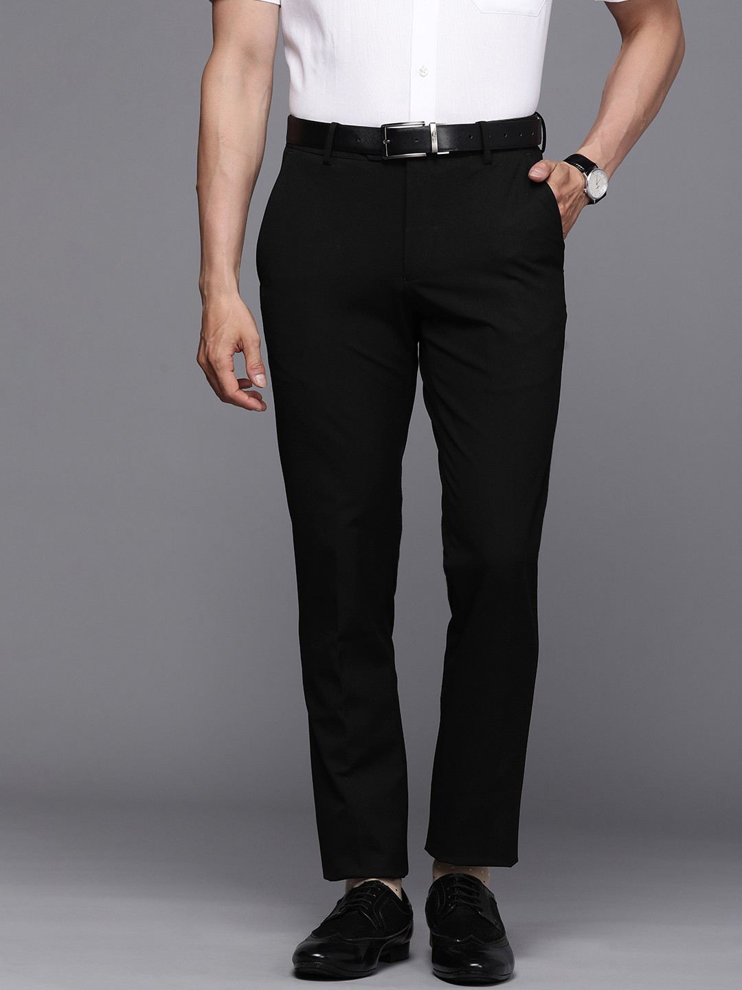 

Peter England Elite Men Black Neo Slim Fit Formal Trousers
