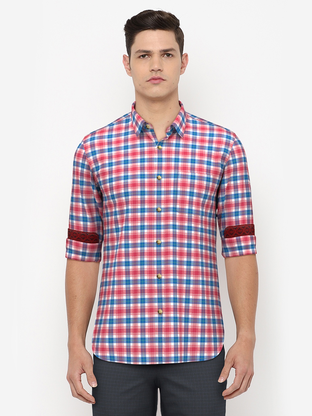 

Peter England Men Multicoloured Checked Slim Fit Casual Shirt, Multi