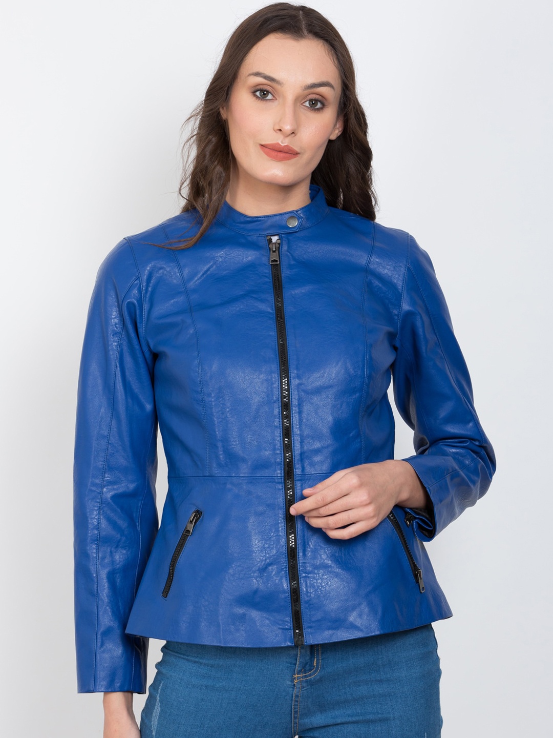 

Justanned Women Blue Outdoor Biker Jacket