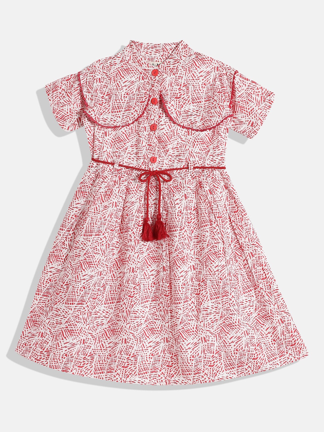 

Bella Moda Girls Pink Self Design A-Line Dress